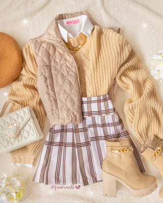 Falda estampada de cuadros y tablas