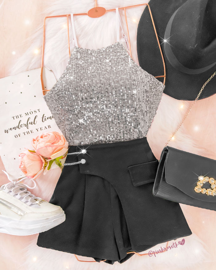 Como Combinar Top Con Falda Corta Falda Short Vuelos Negra – Oopsi