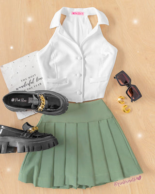 Falda short corta verde de tablas