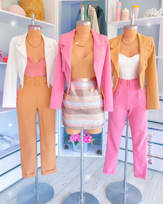Blazer corto blanco bolsillos falsos