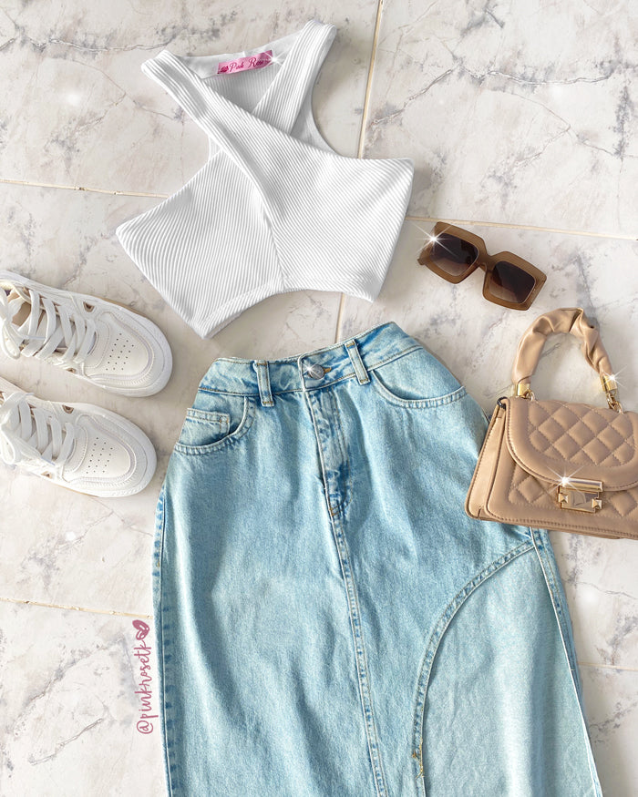 Crop top cruzado blanco