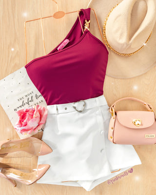 FALDA SHORT TAPA CORREA HEBILLA CORAZON