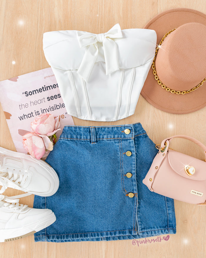 FALDA DE JEAN BOTONES DORADOS AL LADO - Main Image