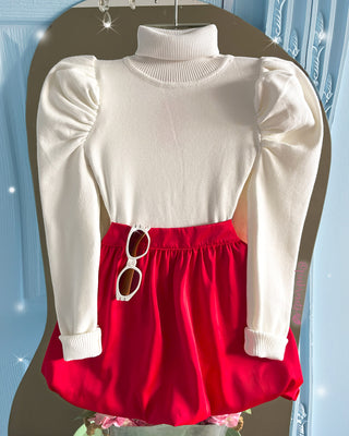 FALDA SATIN GLOBO TABLAS CREMALLERA LADO