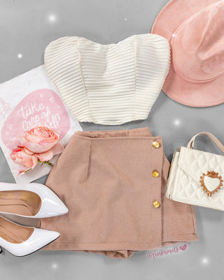 Falda Short Camel Espina de Pez
