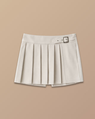 Falda Short beige Con Hebilla Lateral