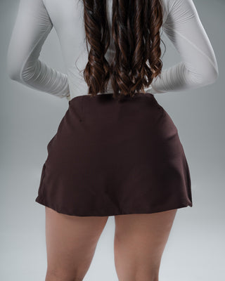 Falda Short café Con Hebilla Lateral