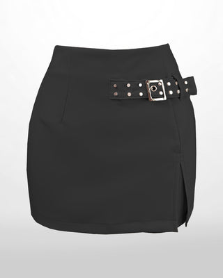 FALDA SHORT HEBILLA AL LADO CON TACHES