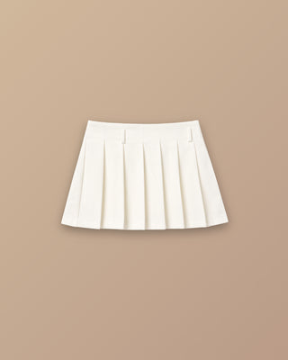 FALDA SHORT BLANCA CON PRENSES Y TRABILLAS PARA CORREA