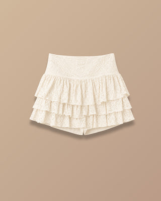 FALDA SHORT BLANCA DE ENCAJE 3 BOLEROS