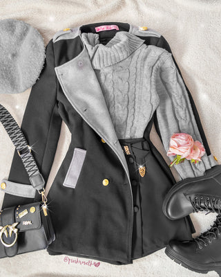 Gabán negro y gris con chaparreras
