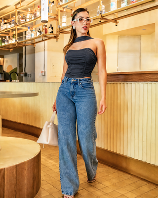Crop Top Mallatex Drapaeado con Tira al Cuello