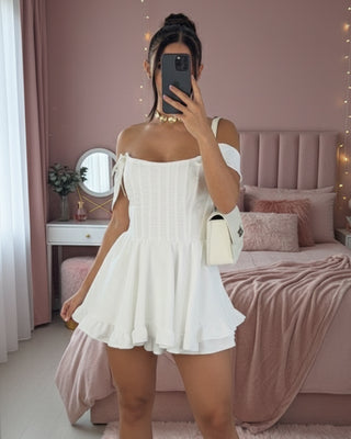 Romper escote cuadrado lineas manga amarrables