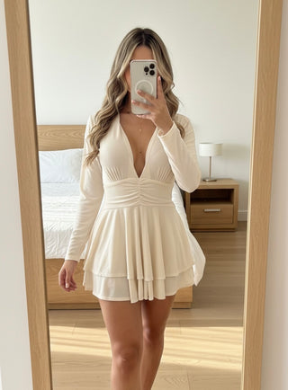 Romper Escote en V con Recogido en Abdomen