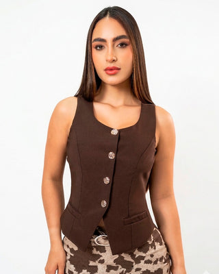 Blusa Manga Sisa con Cuatro Botones y Bolsillos