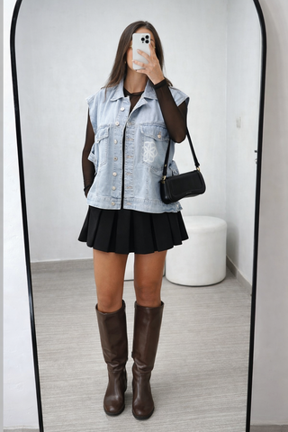 CHALECO JEAN AZUL OVERSIZE 2 BOLSILLOS