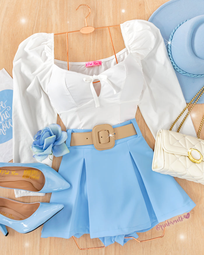 Blusa Blanca Manga Larga Estilo Puff