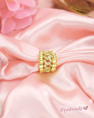 Ear cuff dorado balines y brillantes vintage