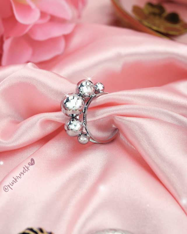 Anillo plateado abierto bubbles