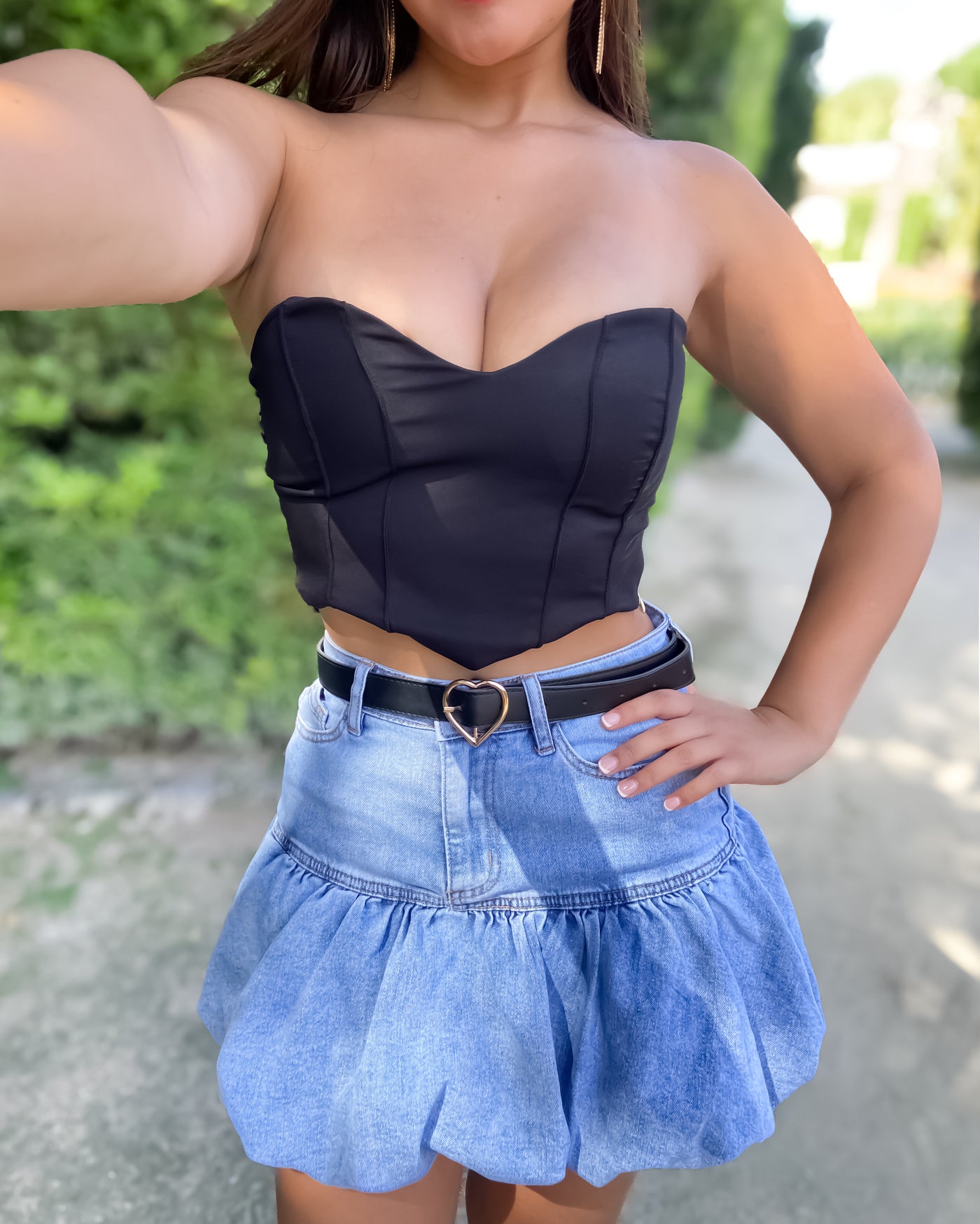 Top corsé negro strapless