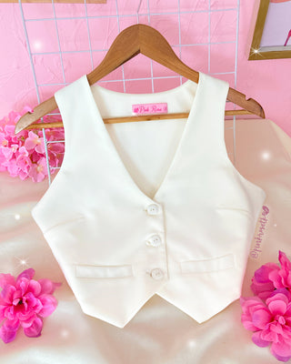 Chaleco blanco botones forrados