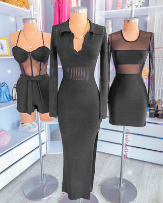 Romper negro con bustier en transparencia