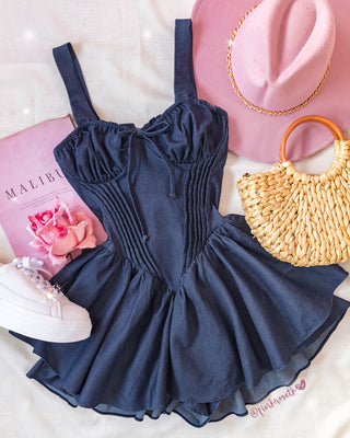Romper Con Tiras Gruesas Y Espalda Tipo Corset