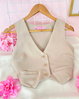 Chaleco Beige De 3 botones