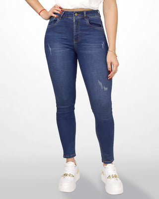 Blue jean super skinny tono oscuro desgastes