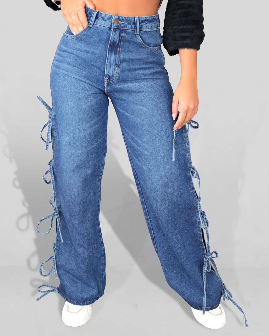 Bota Campana Pantalon Ancho Con Abertura Lateral Jean Bota Ancha