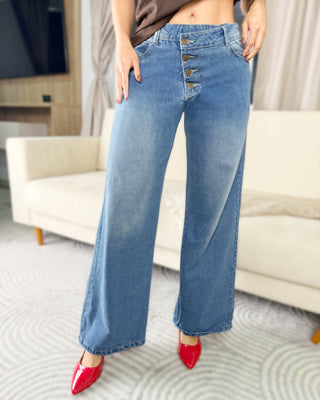 Jean Sienna Bota Ancha con 4 Botones