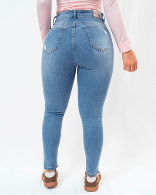 Jean azul Super Skinny con Toques de Desgaste