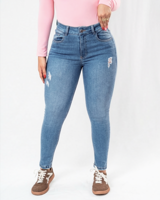 Jean azul Super Skinny con Toques de Desgaste