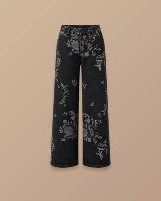 JEAN BOTA ANCHA ESTAMPADO DE FLORES