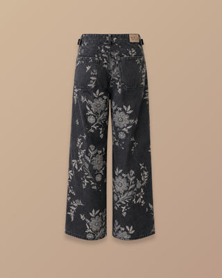 JEAN BOTA ANCHA ESTAMPADO DE FLORES