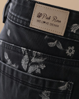 JEAN BOTA ANCHA ESTAMPADO DE FLORES