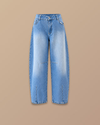 JEAN AZUL BAGGY COSTURA EN PIERNA Y RODILLA