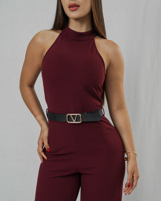 ENTERIZO VINOTINTO MANGA SISA CON CUELLO HALTER