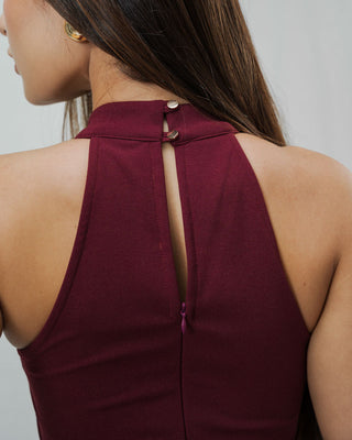 ENTERIZO VINOTINTO MANGA SISA CON CUELLO HALTER