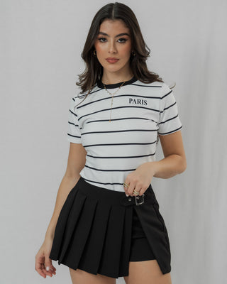Camiseta Básica con Rayas Negras