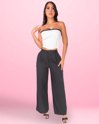Pantalón Negro Bota Ancha Moderno