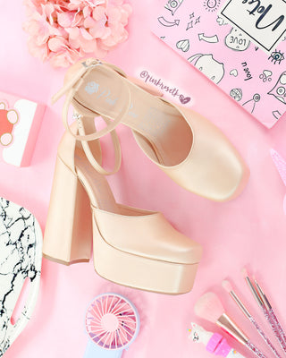 Tacones nude, plataforma, tacón grueso