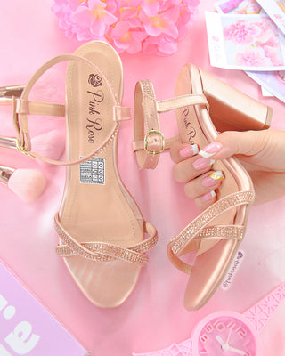 Sandalias rosado brillantes cruzado y correa