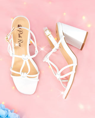 Sandalias Blancas con Diseño Doble nudo y Correa al Tobillo