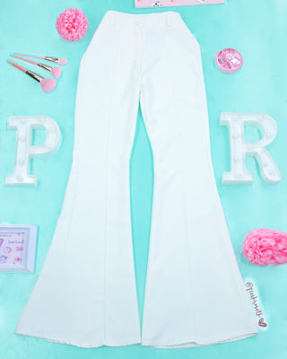 Pantalón blanco tiro alto bota campana
