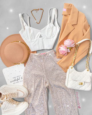 Bustier blanco tipo corsé con doble tira