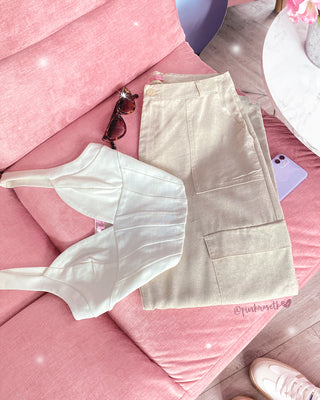 Bustier blanco corsé tiras gruesas