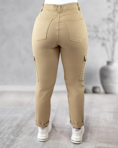 Pantalón cargo bolsillos con cremallera