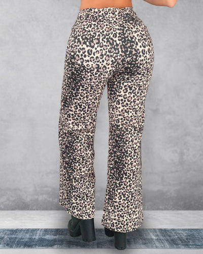 Pantalón wide leg animal print