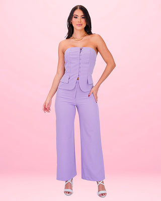 Pantalón Lila De Bota Recta